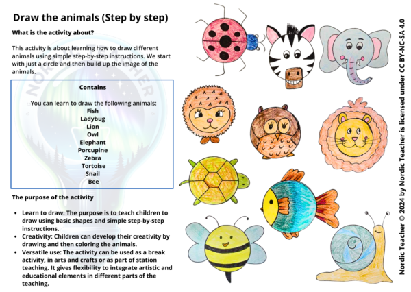 Tegn dyr (Steg for steg) 2 / Draw the animals (Step by step) 2