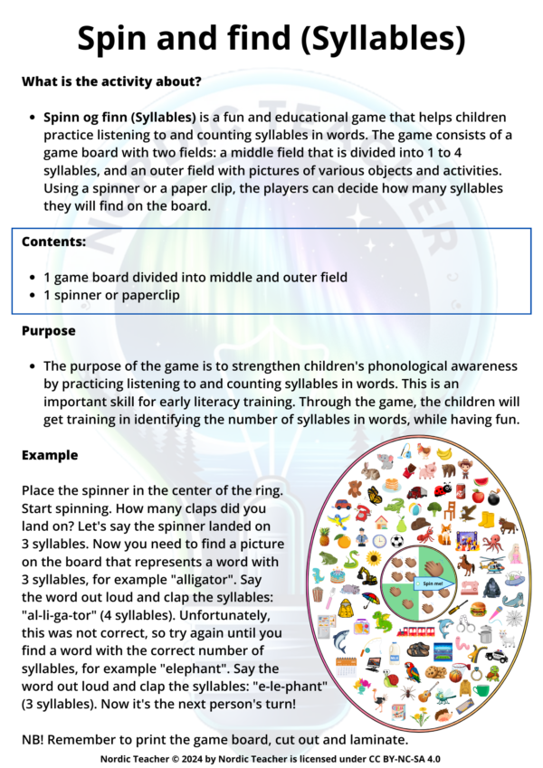 Spinn og finn (Stavelser) / Spin and find (Syllables)