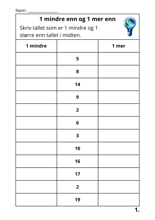 1 mindre og 1 mer (0-50) / 1 less and 1 more (0-50) - Bilde 2