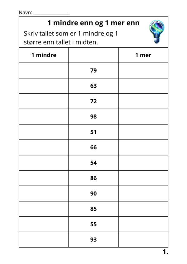 1 mindre og 1 mer (51-100) / 1 less and 1 more (51-100) - Image 2