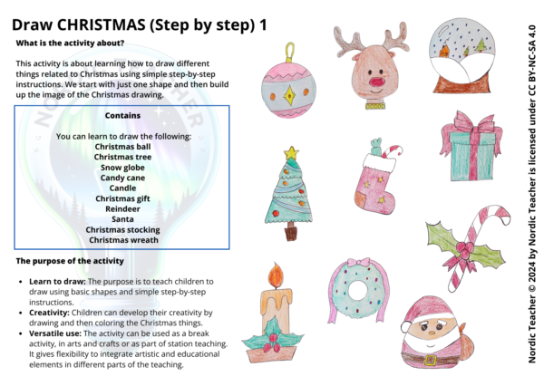 Tegn steg for steg / draw step by step (JUL/CHRISTMAS) 1 - Bilde 4