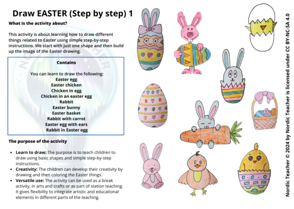 Tegn steg for steg / Draw step by step (Påske/Easter) 1 - Bilde 3