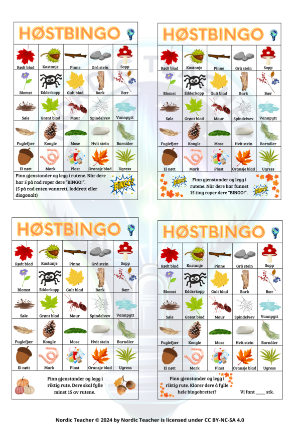 Høstbingo / Autumn bingo